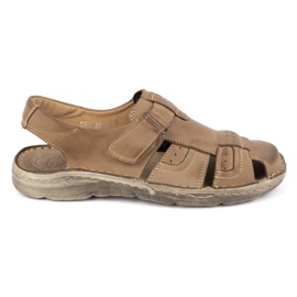 Olivier Sandalias clásicas hombre piel con velcro 0051 oliva marrón