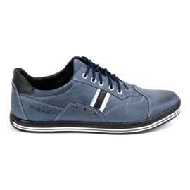 Polbut Zapatos casual hombre piel 1801B, azul marino multicolor