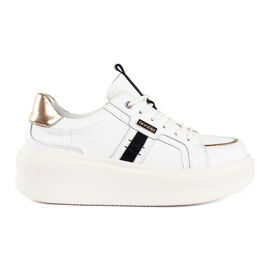 Zapatillas de piel con plataforma blanca. blanco