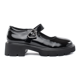 Mocasines negros charol suela gruesa