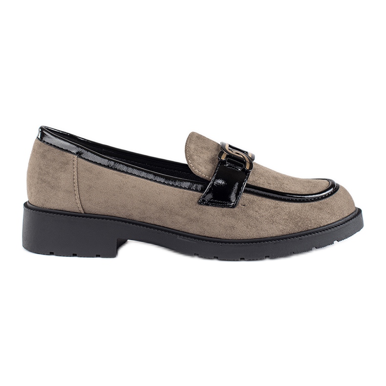 Mocasines de mujer en ante con hebilla. beige