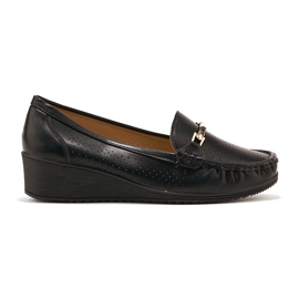 Mocasines negros calados con cuña baja