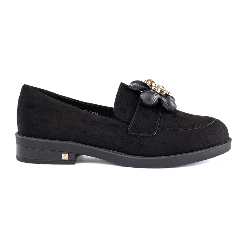 Mocasines de mujer de ante negro con osito