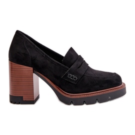 Zapatos de Mujer de Tacón Alto Confeccionados en Ante Ecológico Negro Vinceza 58105