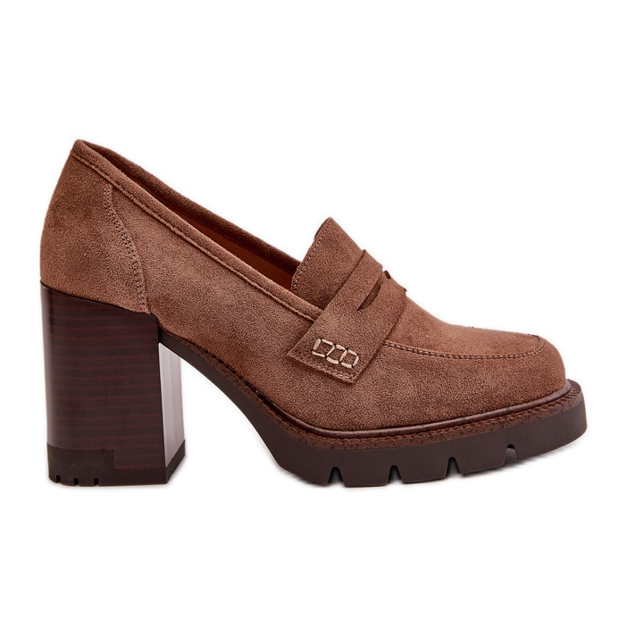 Zapatos de Mujer de Tacón Alto Confeccionados en Ante Ecológico Marrón Vinceza 58105