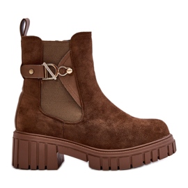 Seastar Botines De Mujer Eco Ante Marrón Aislados Con Detalle Dorado Bervena