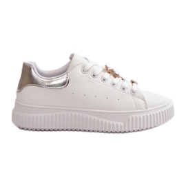 Zapatillas bajas de ecopiel con pins Cillione blancos y plateados