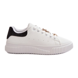 Zapatillas bajas de ecopiel con alfileres, blanco y negro Cillione