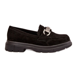 Mocasines De Mujer De Ante Ecológico Con Decoración, Glicina Negra negro