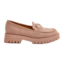 Mocasines Mujer Ante Ecológico Detalle Brillantes Beige Avellina