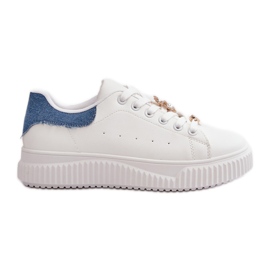 Zapatillas bajas de ecopiel con pins Cillione blancos y azules