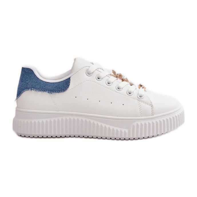 Zapatillas bajas de ecopiel con pins Cillione blancos y azules