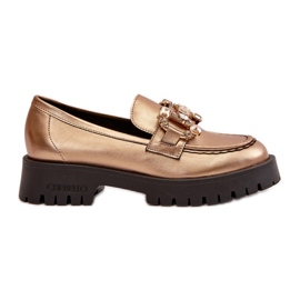 Mocasines Mujer Piel Con Adorno CheBello 4369 Dorado