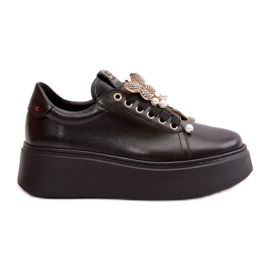 Deportivas Mujer Plataforma Piel Con Mariposa CheBello 4585 Negro