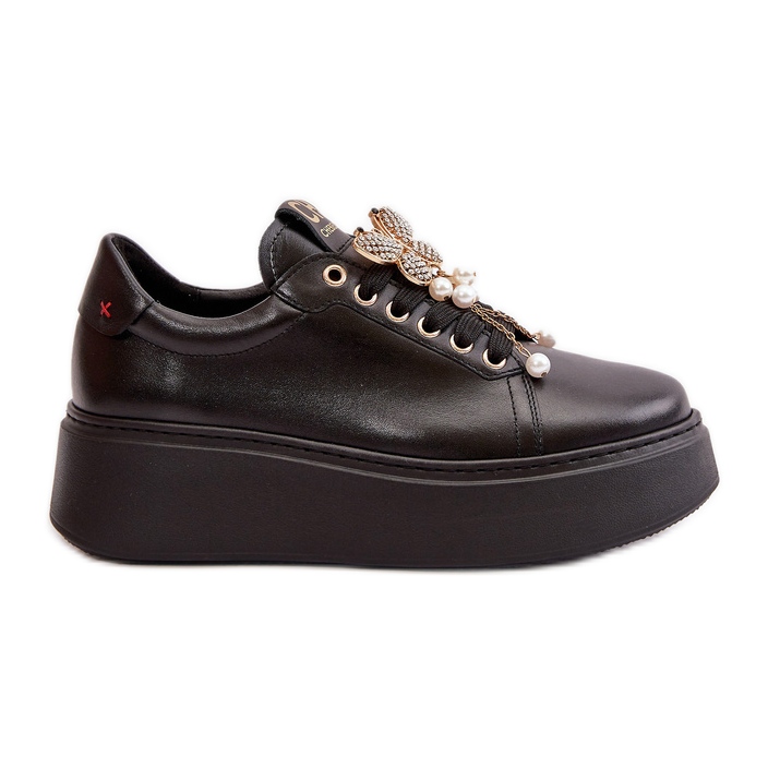 Deportivas Mujer Plataforma Piel Con Mariposa CheBello 4585 Negro