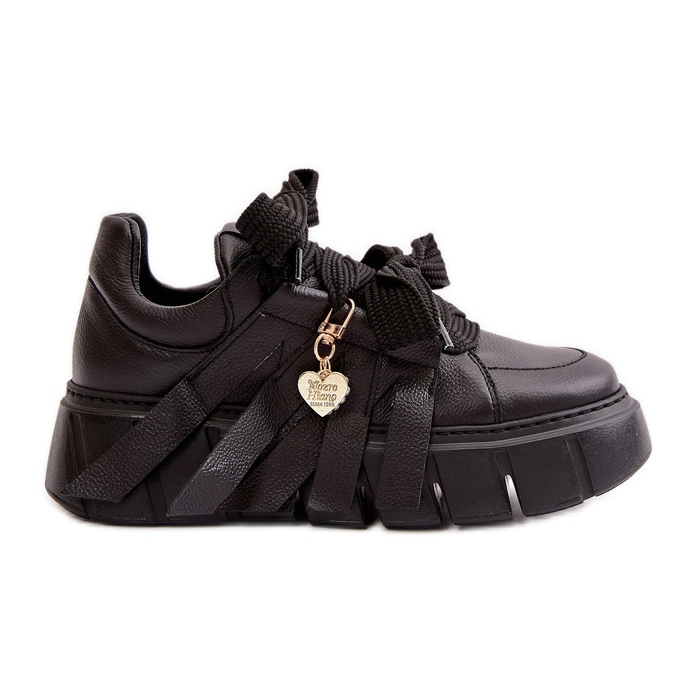 Sneakers Mujer Piel Con Plataforma Negro CheBello 4568