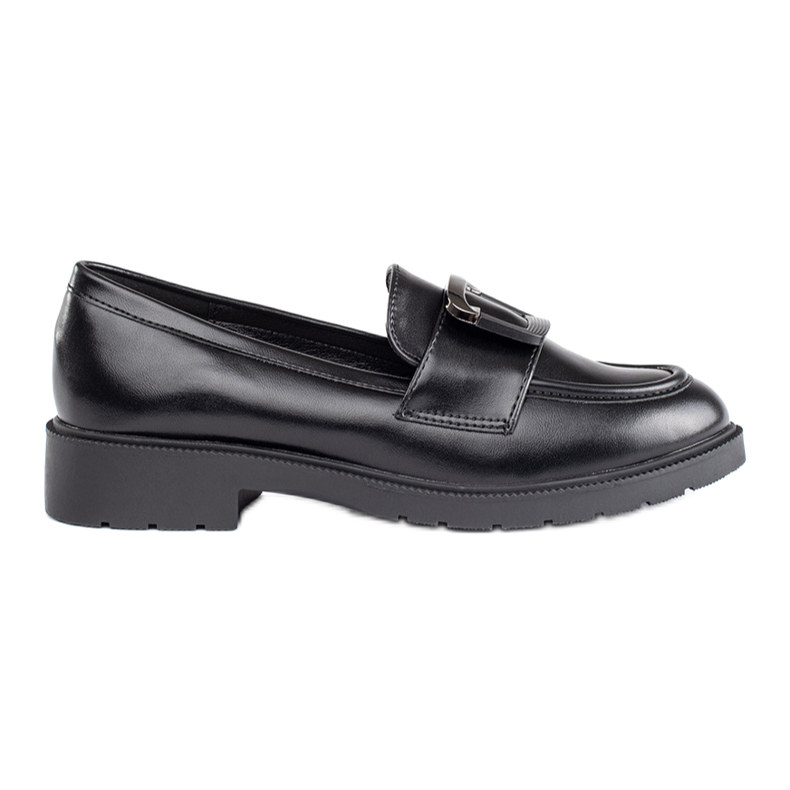 Goodin Mocasines de mujer negros con hebilla.