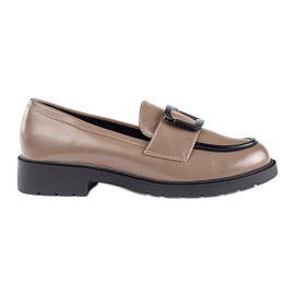 Goodin Mocasines de mujer beige con hebilla.