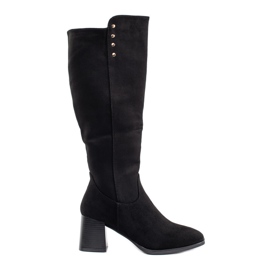 Botas de tacón de ante negro