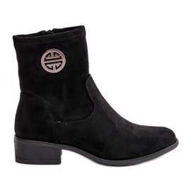 Botines de Mujer con Cierre de Cremallera y Detalle Decorativo, Ante Ecológico, Negro Lerioria