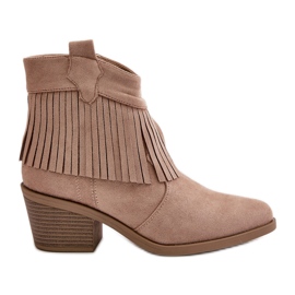 Botas Cowboy Mujer Con Cremallera Ante Ecológico Beige S.Barski HY42-127