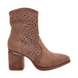 Botines de Mujer Calados Decorados en Gamuza Ecológica Marrón S.Barski HY42-029