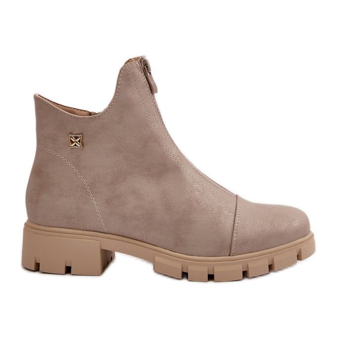 Botines de mujer aislantes con abrasiones, piel ecológica, verietta dorado Botines de mujer aislantes con abrasiones, piel ecológica, verietta dorado