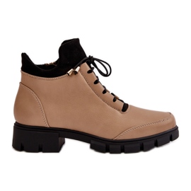 Botas Bajas Aislantes De Mujer En Piel Ecológica, Beige Erisabelle