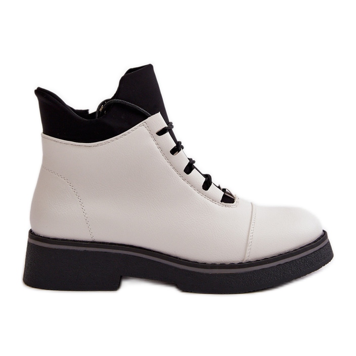 Botas de caña baja con aislamiento para mujer, piel ecológica, blanco