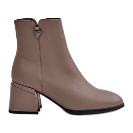 Botas de Mujer Elegantes Aislantes Fabricadas en Piel Natural, Beige Vinceza 77106
