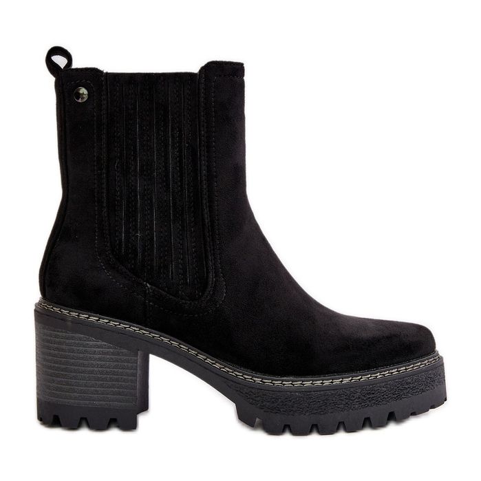 Botas de Mujer de Tacón Alto confeccionadas en Ante Ecológico, Nevitas Negro Cálido