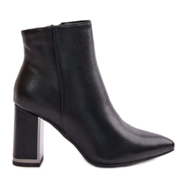 Botines de mujer con tacón alto, cierre con cremallera, piel ecológica aislante, Mevair negro