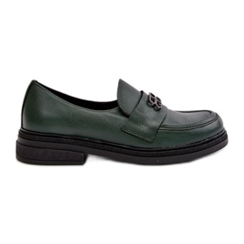 Zazoo 20174 Zapatos Tacón Plano Mujer Piel Elegante, Verde Oscuro