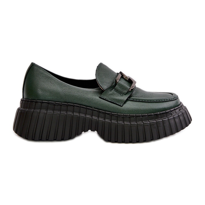 Zazoo 20176 Zapatos Mocasines Mujer, Piel Natural, Verde Oscuro