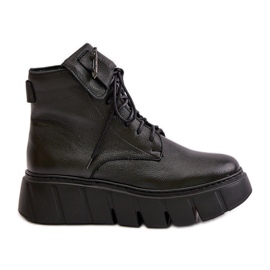 Zazoo 60511 Botas de mujer de piel con plataforma calentada, negro