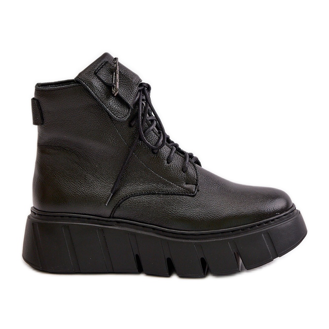 Zazoo 60511 Botas de mujer de piel con plataforma calentada, negro