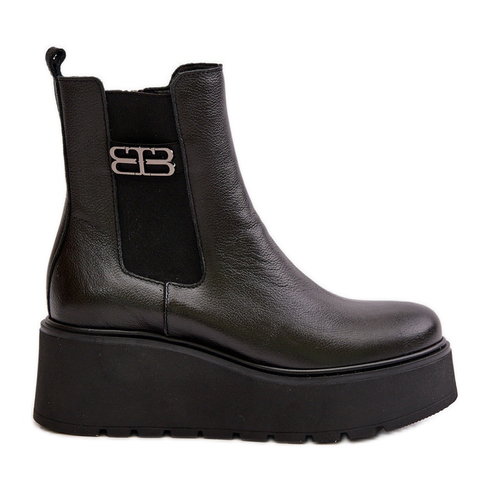 Zazoo 60498 Botas Chelsea de mujer con plataforma y cuña, negro