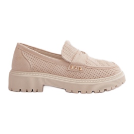 Zapatos Calados Mujer Mocasines Beige Claro Tannes