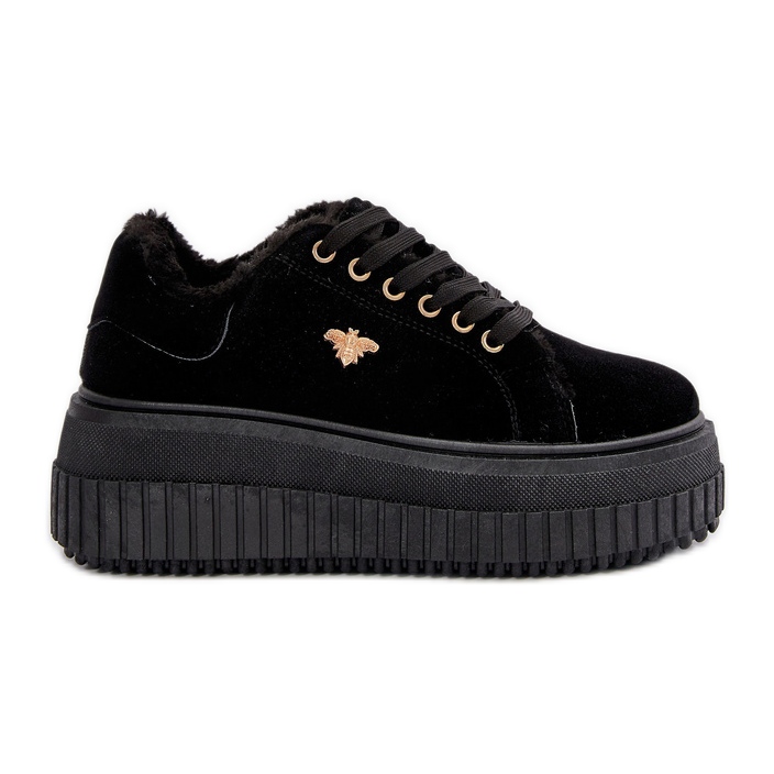 Zapatillas deportivas aislantes para mujer con suela gruesa y detalle dorado, Lotira negra negro Zapatillas deportivas aislantes para mujer con suela gruesa y detalle dorado, Lotira negra negro
