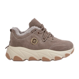 Zapatillas deportivas de mujer con cordones aislados en la plataforma, gris y blanco Zapatillas deportivas de mujer con cordones aislados en la plataforma, gris y blanco