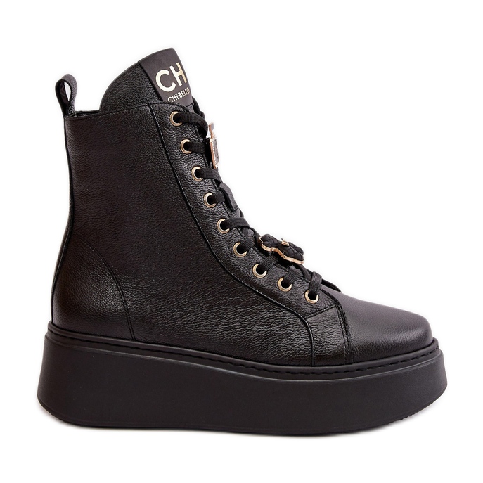 Botines Obreros Mujer Piel Con Pins Negro CheBello 4294