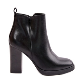 Botas De Mujer Aislante Con Tacón Alto Piel Ecológica Negro Teresine