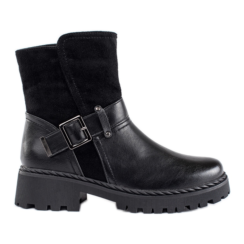 Botines negros de mujer con cierre decorativo