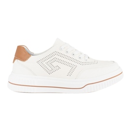 Deportivas piel caladas blancas blanco