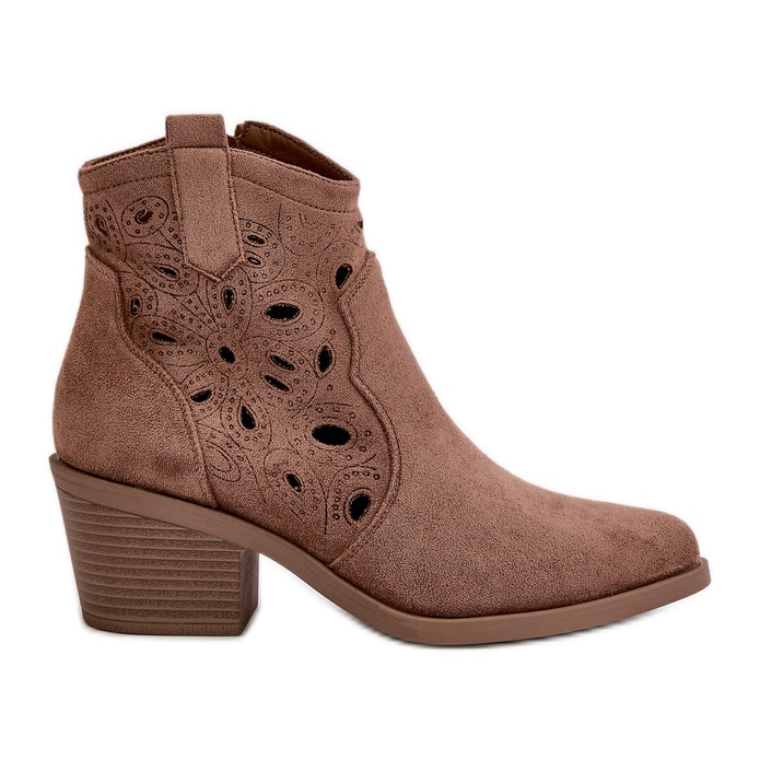 Botas Cowboy Mujer Ante Calado Marrón S.Barski HY42-086