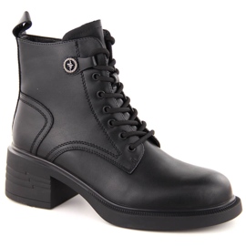 Botas de mujer de piel, ligeramente aislantes, negras Vinceza 91107 negro