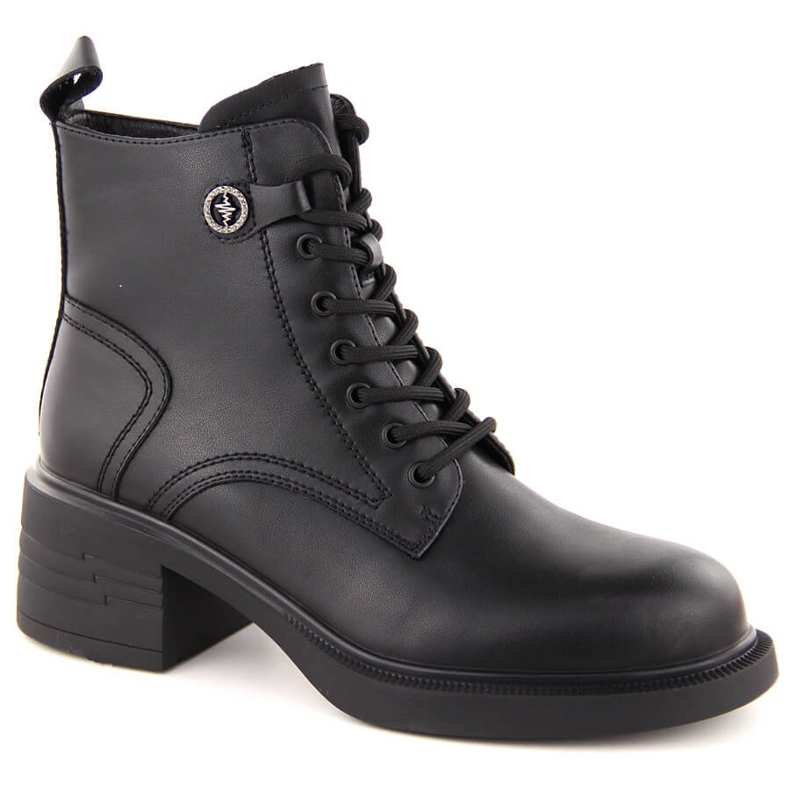 Botas de mujer de piel, ligeramente aislantes, negras Vinceza 91107 negro