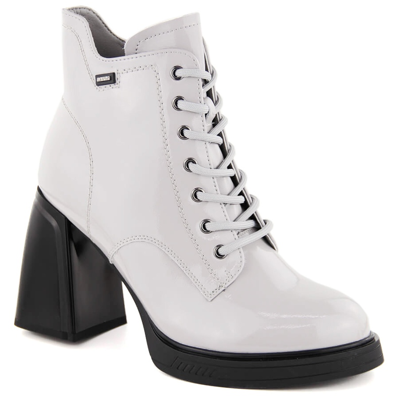 Botines de mujer en charol, ligeramente aislantes, gris Vinceza 91109