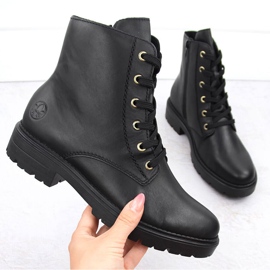 Botas de mujer cómodas de piel con aislamiento negro Rieker Z2841-00