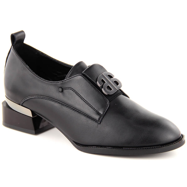 Zapatos de tacón slip-on mujer en piel, negro Vinceza 25-58349